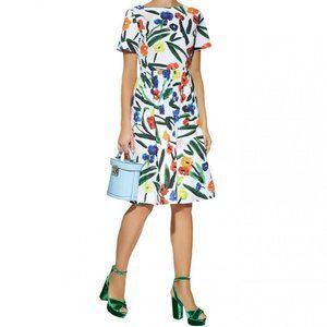 ♧$1,900 NEW R2018 OSCAR DE LA RENTA STUNNING FLORAL WHITE MULTI RUNWAY DRESS 8